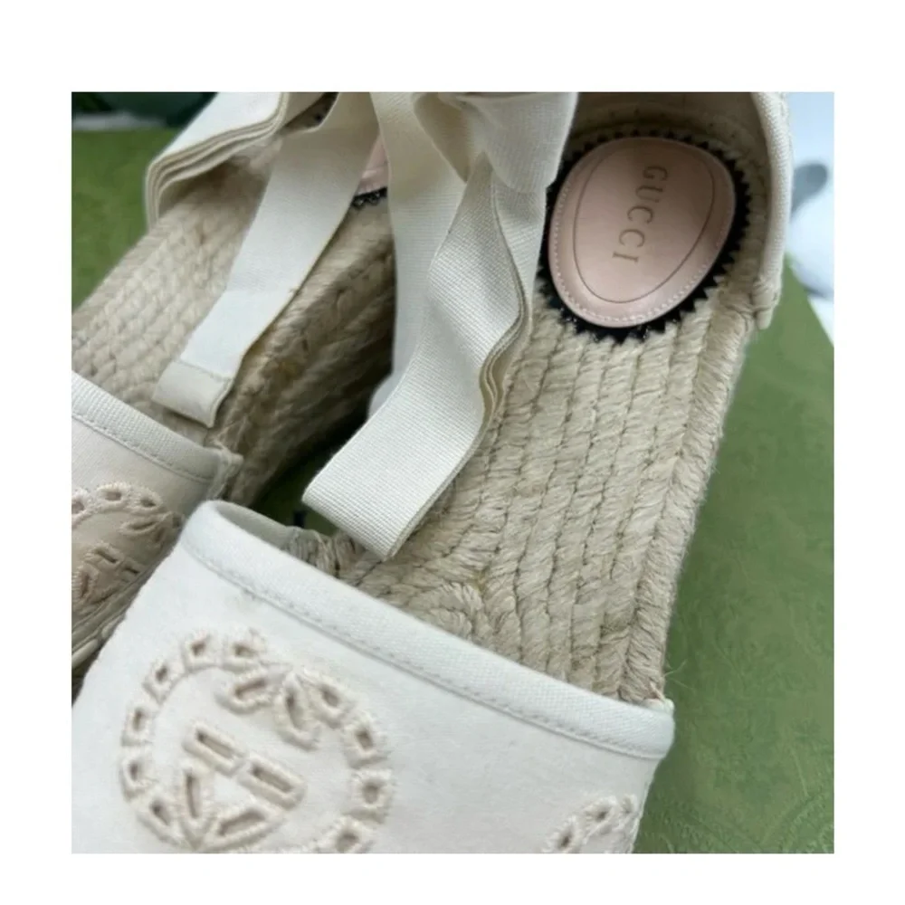 Gucci espadrille interlocking G canvas sandal size 39 made in Spain